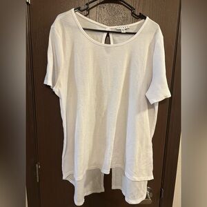 Tribal White Short Sleeve Long Layering Top XL